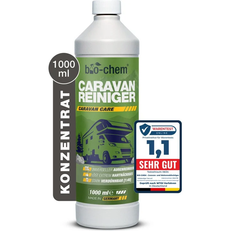 bio-chem bio-chem Caravan- & Wohnmobilreiniger 1L Konzentrat, extra stark Auto-Reinigungsmittel, entfernt Regenstreifen, Baumharz & Insektenrückstände – Bild 1