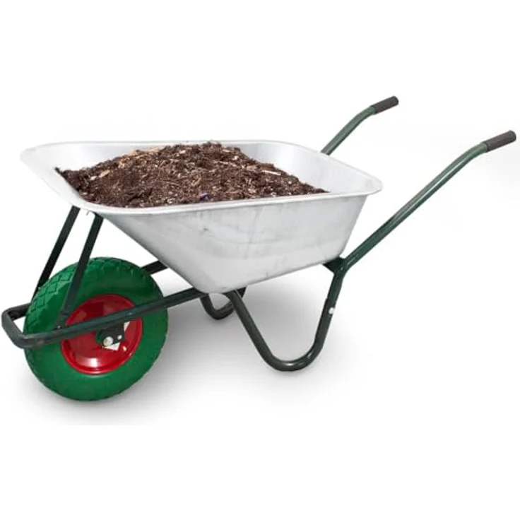 BITUXX® Schubkarre 100L / 250kg, verzinkte Schiebkarre mit PU Rad 4.80/4.00-8, grün – Bild 1