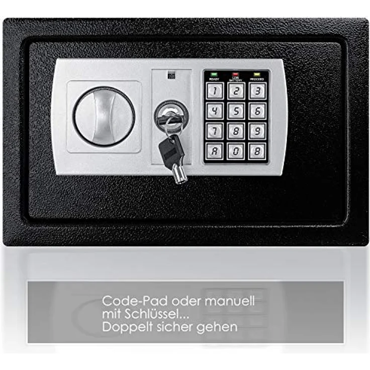 KESSER Tresor Safe Elektronik-Zahlenschloss 31x20x20cm LED-Anzeige Stahlbolzen Schwarz – Bild 2