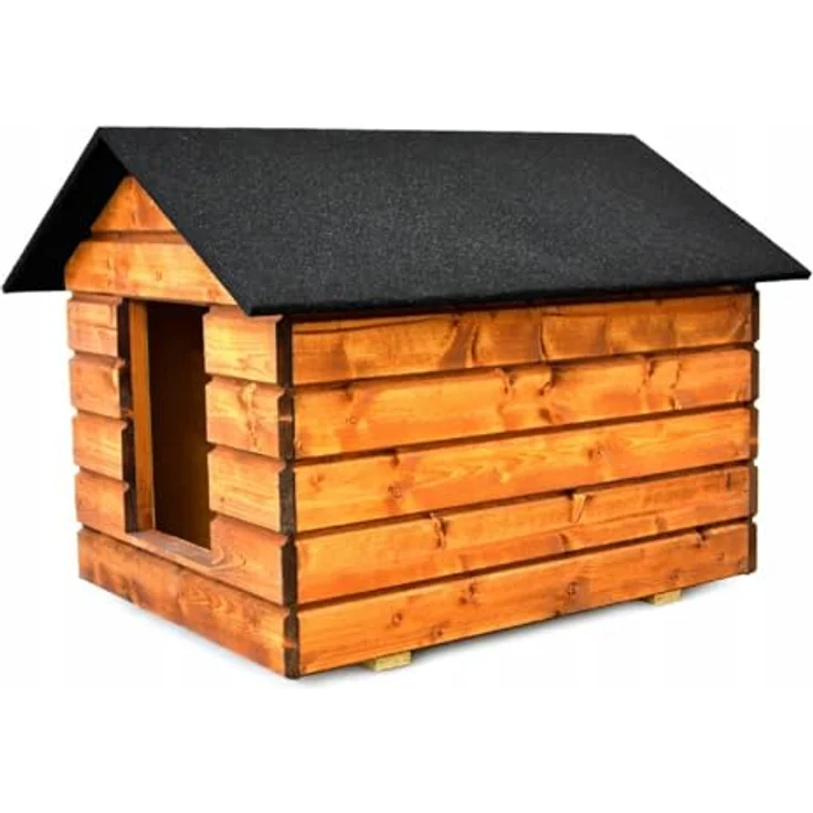 QLS Hundehütte Größe 80x60 mit Vorhang Isoliert Winterfest Outdoor (Palisander, L) - QLS Hundehütte Größe 80x60 mit Vorhang, isoliert, winterfest, Outdoor geeignet – Bild 2