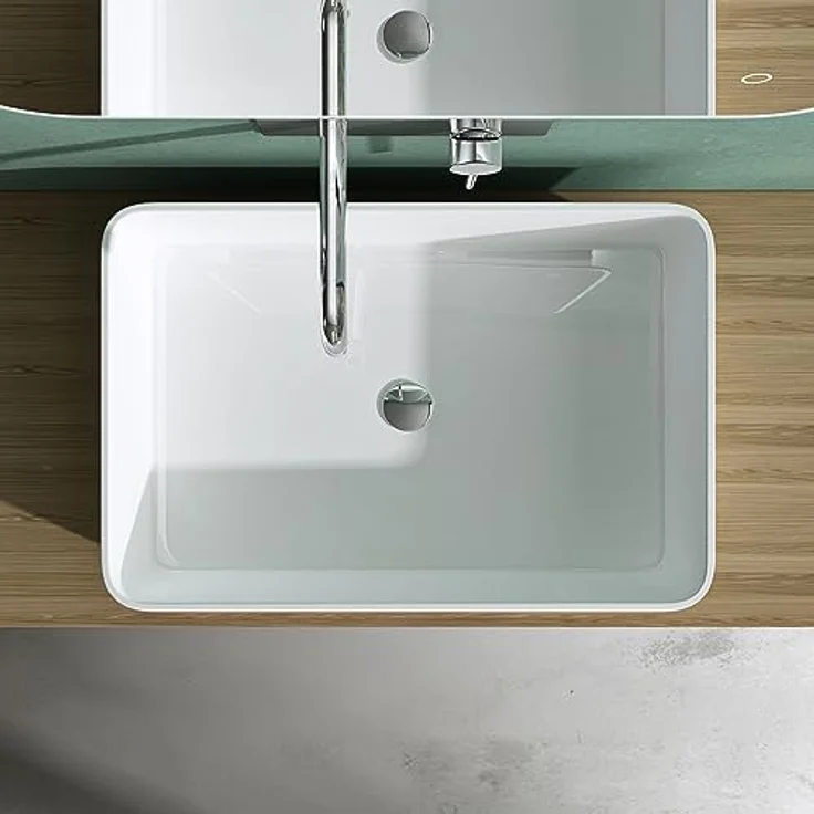 Mai & Mai Aufsatzwaschbecken BTH: 60x40x15cm in Weiß glänzend aus Mineralguss - Robust und leicht zu reinigen – Bild 4