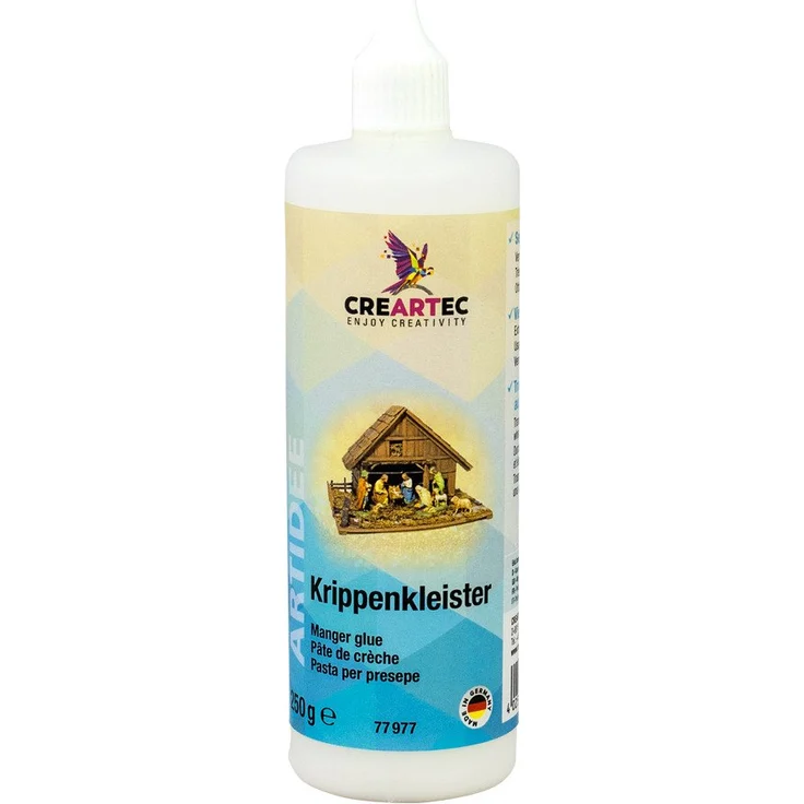 CREARTEC Krippenkleister, 250g für detailreiche Miniaturwelten, transparente und elastische Fixierung, Made in Germany