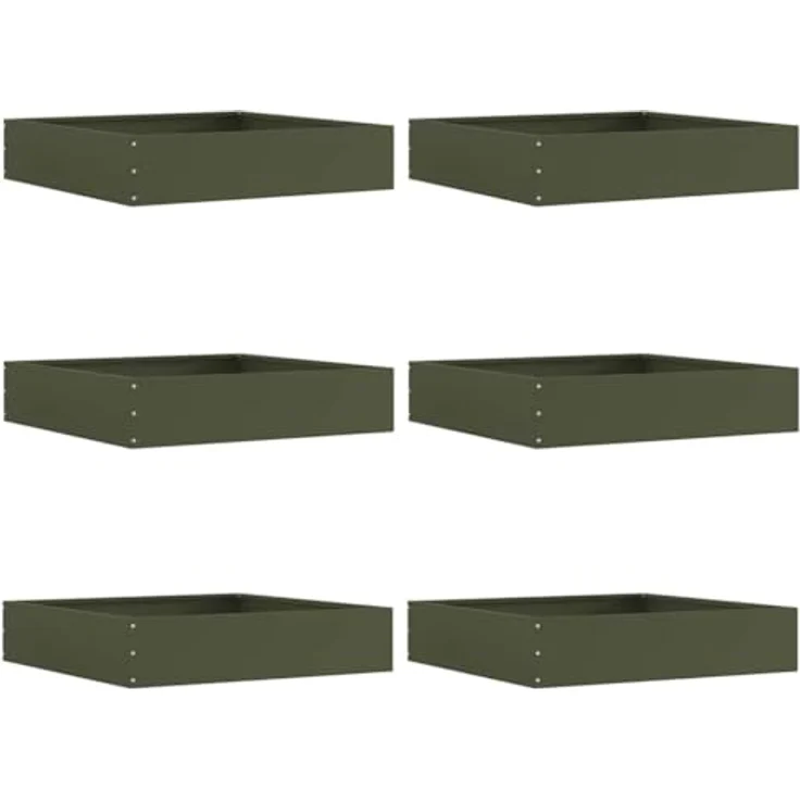 vidaXL Raseneinfassung 6er Set, Moderne Metallkante aus Stahl, Olive Grün, 60 x 60 x 13 cm, strapazierfähige DIY-Installation – Bild 1