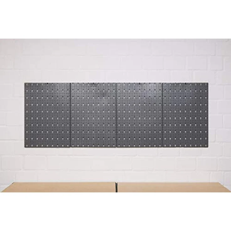 Kreher Lochblech für Eurolochwand, Metall in Hammerschlag-Grau, 4er Pack, 40x60 cm pro Stück, inkl. Schrauben – Bild 2