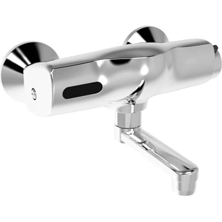 Hansa HANSAELECTRA Waschtischarmatur, berührungslos, batteriebetrieben, Chrom-Finish, Ausladung 150 mm, integrierte Hygienespülung – Bild 1