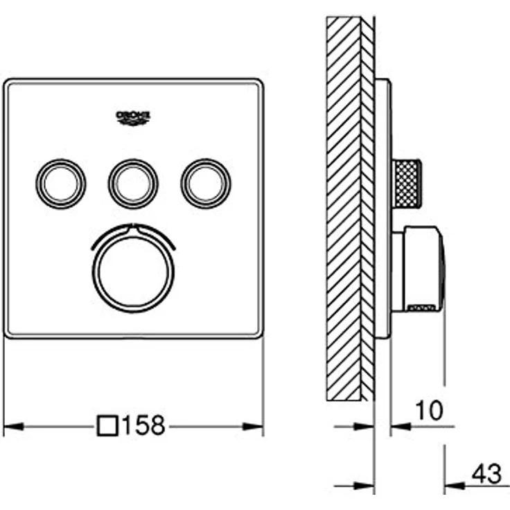 Grohe, Badarmatur, 29149000 SmartControl Unterputzmischer, Metall, Chrom, mit SmartControl An/Aus per Knopfdruck – Bild 3