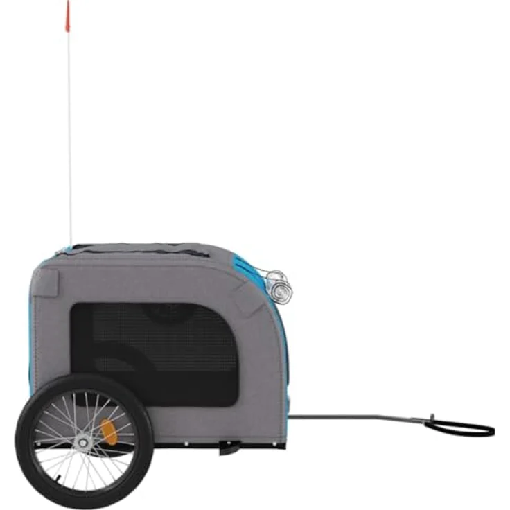 vidaXL Hunde-Transportbox Fahrradanhänger Blau und Grau Oxford-Gewebe Eisen, 45 kg Tragfähigkeit – Bild 6