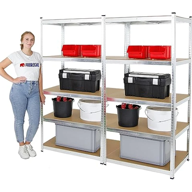 Proregal Schwerlastregal Mega Deal Ragnar, 180x90x60 cm, 5 Böden, Traglast 175 kg pro Boden, verzinkt – Bild 3