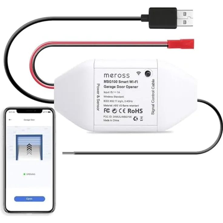 Meross Smart Garagentoröffner, universeller WLAN-Garagentoröffner mit Alexa, Google, SmartThings, Sprachsteuerung, Auto-Close, Benachrichtigungen und Timer