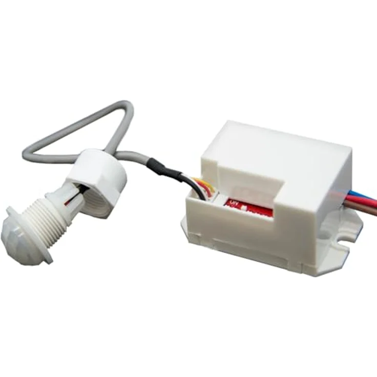 Adapter Universe Mini PIR Bewegungsmelder Infrarot LED 100° Sensor Detector, spritzwasserdichtes Gehäuse, 220-240V/AC, LED geeignet, für Innen- und Außenbereich, 800 Watt geeignet, 100° Induktionswinkel, weiß – Bild 5