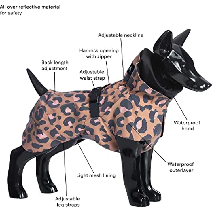 PAIKKA Sichtbarkeit Regenmantel Lite Leo 30, Hundemantel mit wasserdichter Kapuze, Leichtes Mesh-Futter, bunt – Bild 3
