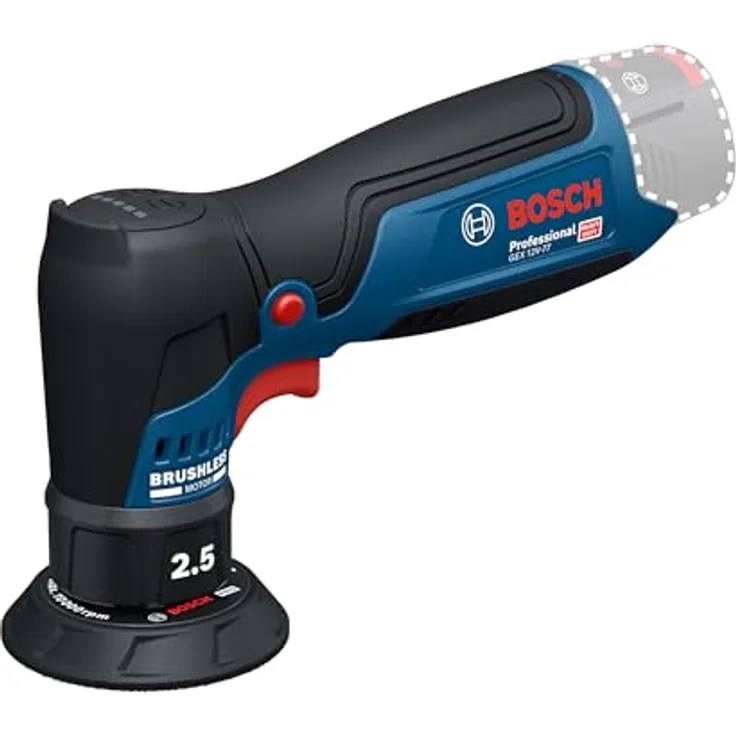 Bosch Exzenterschleifer GEX 12V-77, 77 mm Schleifteller, 12V Akku, bürstenloser Motor