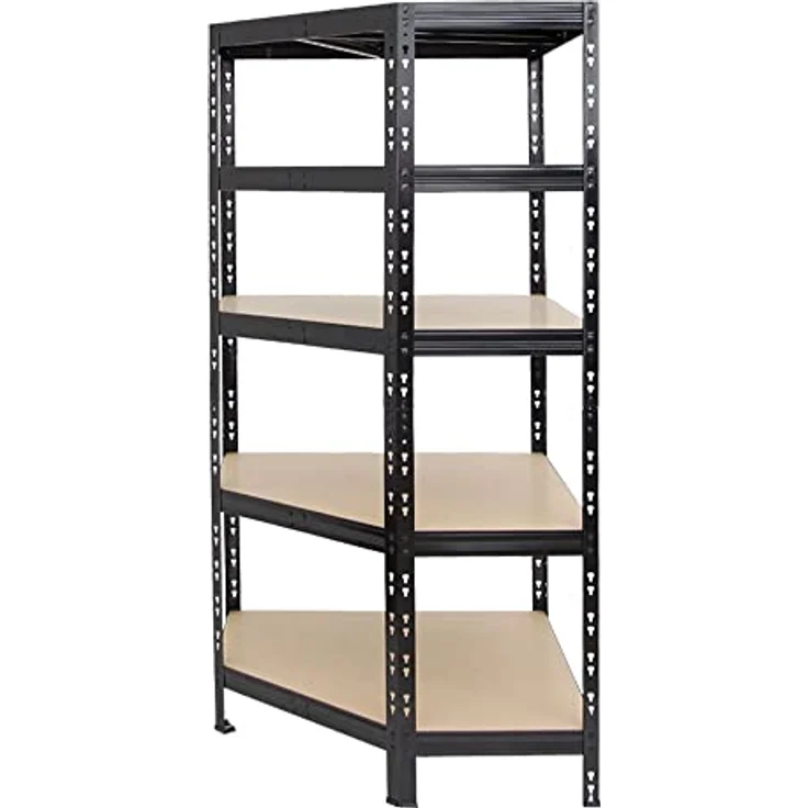 Proregal Eckregal Tiger, 5 Fachböden, Traglast 175 kg pro Boden, Schwarz, 180 x 90 x 45 cm – Bild 7