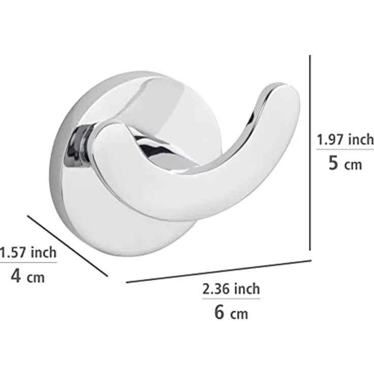 WENKO UV-Loc® Wandhaken Duo Isera, Doppel-Badhaken aus Vierkantrohr zum Befestigen ohne Bohren mit innovativem UV-Loc® Klebesystem, Wandmontageplatte aus Zinkdruckguss, rostfrei, 6 x 5 x 4 cm – Bild 5