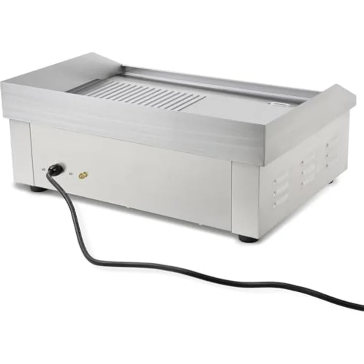 VERTES Elektro Grillplatte FA6-G8-02, 3000 W Plancha Edelstahl, Glatt & Gerillt, 55 x 35 cm, Temperaturbereich 50 bis 300 °C – Bild 5