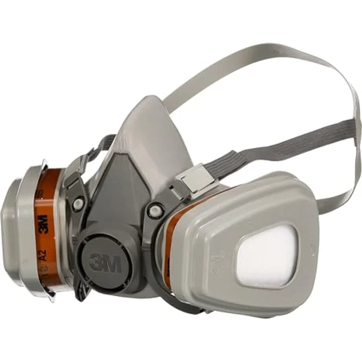 3M Mehrweg-Halbmaske 6002C - Halbmaske mit Wechselfiltern gegen organische Gase, Dämpfe und Partikel - Für Farbspritz- und Maschinenschleifarbeiten – Bild 2