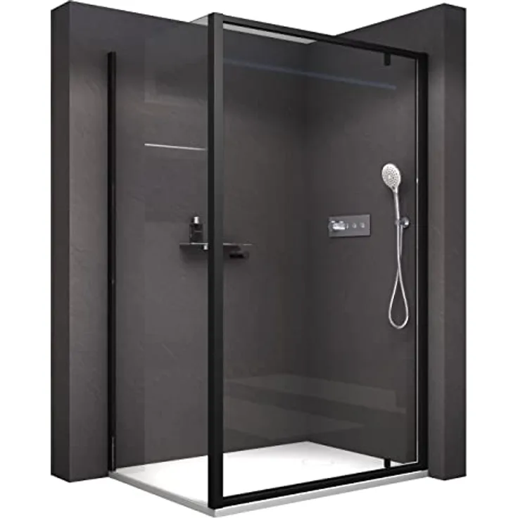 BERNSTEIN NT604 FLEX Eckdusche 80x80cm, Duschabtrennung mit Drehtür, 6 mm Nano Echtglas, Profilfarbe Chrom, Höhe 195 cm