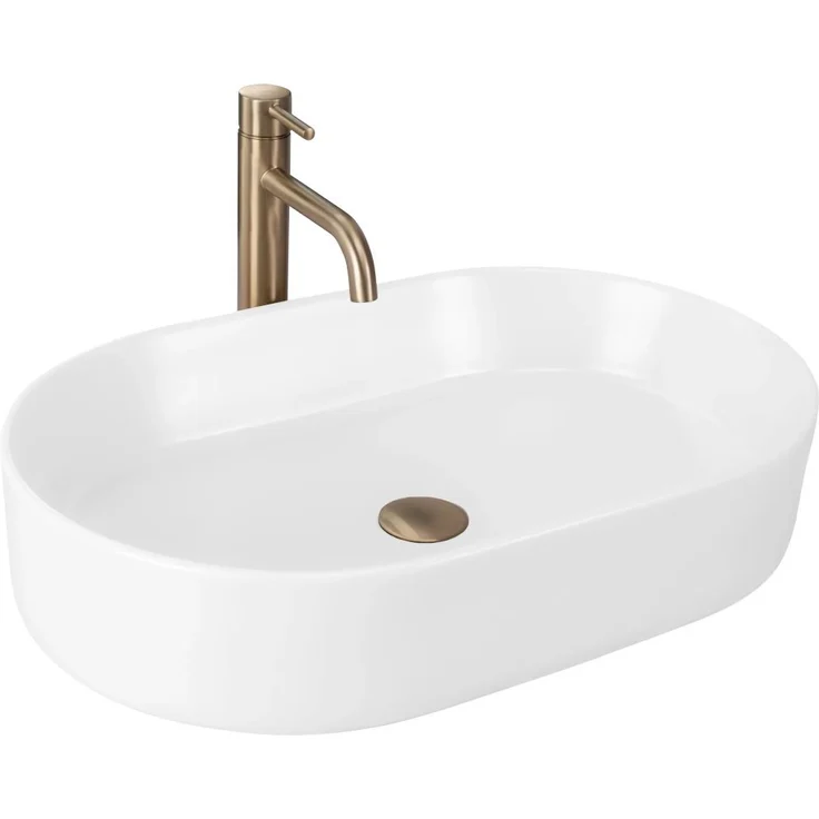 wohnwerk.idee Aufsatzwaschbecken Nadia Matt Weiß Beige 61x38,5cm - Hochwertiges Design, Farbvarianten Weiß und Beige - Preisvergleich – Bild 1