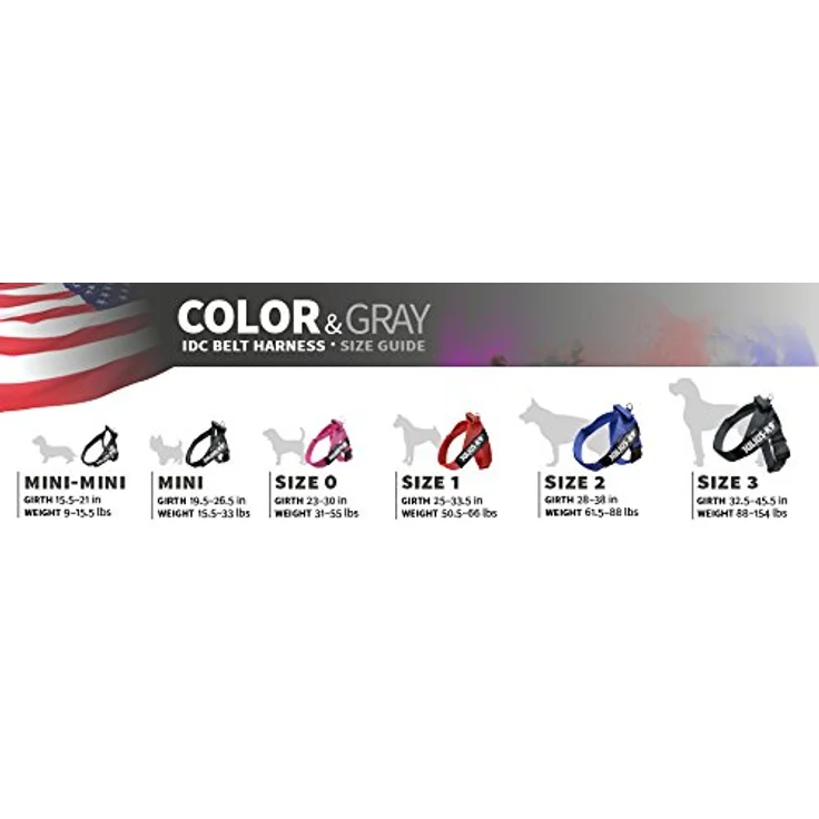 JULIUS-K9 Color&Gray IDC-Gurtbandgeschirr, Größe 0, blau-grau, mit Bruchsicherer Schnalle und Phosphoreszierenden Seitenaufschriften – Bild 2