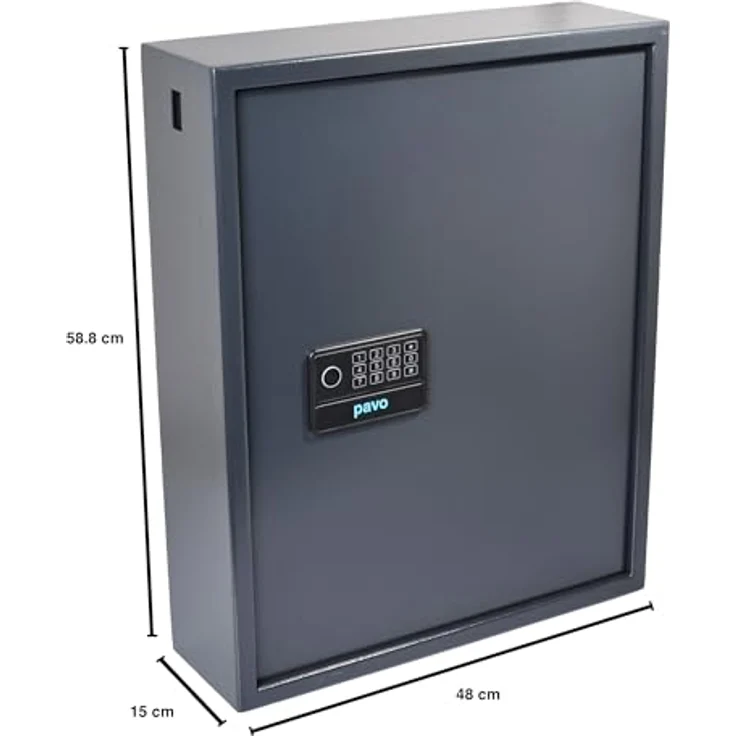 Pavo High Security Magnettag Schlüsseltresor grau, 100 Haken, Elektronikschloss, 48,0 x 15,0 x 60,0 cm – Bild 2