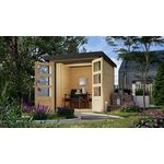 CHILLROI® Hybrid Gartenhaus Hollywood inkl. Fußboden optional mit Anbau Gartenlaube Geräteschuppen Gartenhütte (Naturbelassen kompakt)