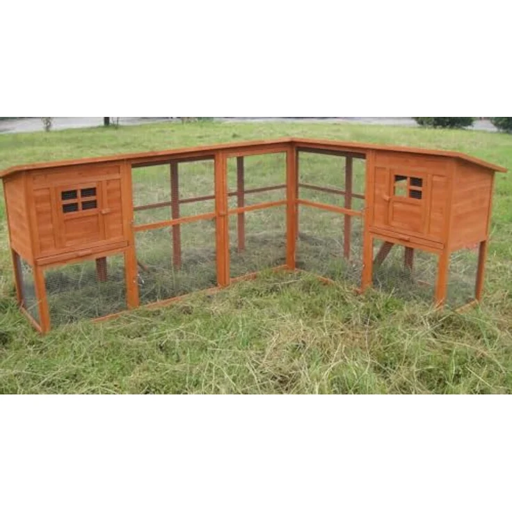 Mucola Hasenstall mit Freilaufgehege 251x190,5x104 cm, Wetterfestes Holz-Kleintiergehege mit 2 Rampen und herausnehmbaren Schubladen – Bild 5