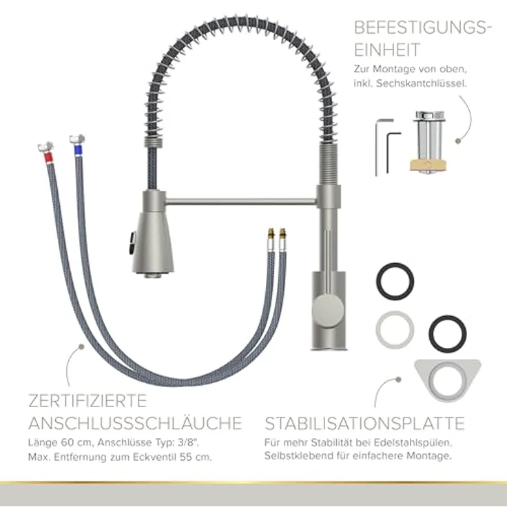 Lenz Küchenarmatur KALANI², Nickelfrei mit flexibler Pendelbrause und Anti-Fingerabdruck Oberfläche – Bild 5