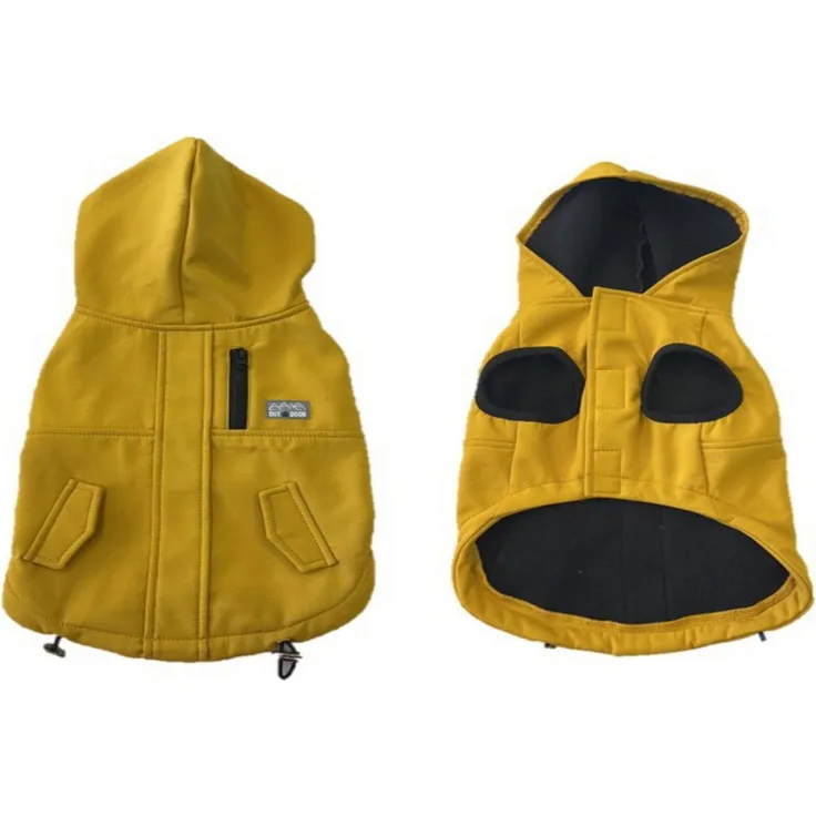 DUVO+ Hundemantel Parka, warmer und wasserabweisender Hundemantel für den Winter, gelb