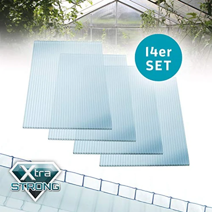 Kaiser plastic Gewächshaus »Gewächshausplatten 14 Stk., 1210 x 605 mm, 10,25 m2,Xtra Strong, Polycarbonat (PC) Doppelstegplatte - Hohlkammerplatte« – Bild 3