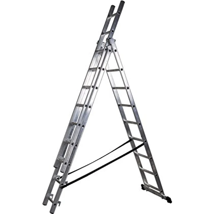 DRABEST Leiter PRO Serie Aluleiter Mehrzweckleiter 3-teilig Industrieleiter 3 x 7 Stufen Arbeitshöhe 5 m Belastbarkeit 150 kg inkl. Eimerhaken – Bild 1