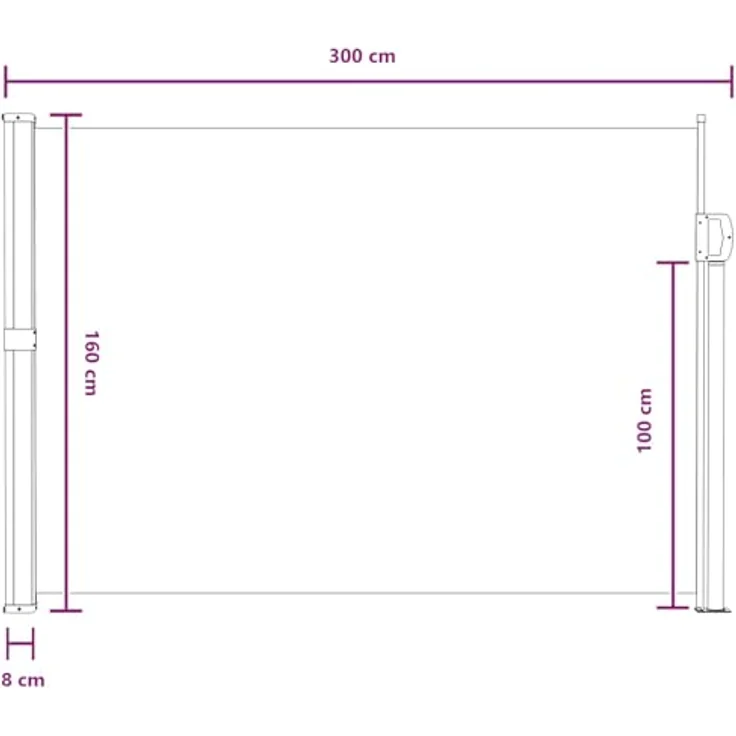 vidaXL Ausziehbare Seitenmarkise 160 x 300 cm, UV- und wasserabweisend, creme – Bild 2