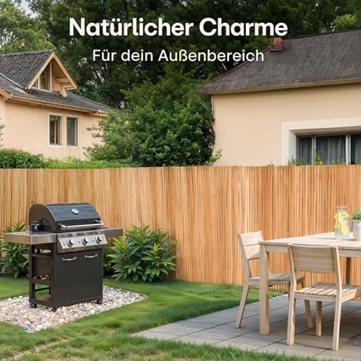 Praknu Bambus Balkon Sichtschutz, FSC® Zertifizierter Sichtschutz aus natürlichem Bambus, vielseitig einsetzbar für Innen- und Außenbereich, 90 x 300 cm – Bild 3