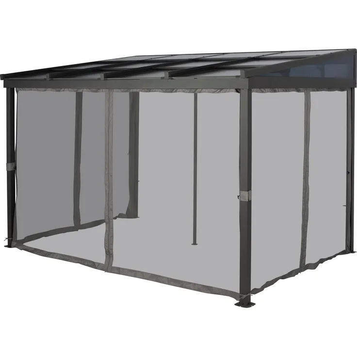 KONIFERA Pavillonseitenteil Moskitonetz für Anbaupavillon Bilbao, abnehmbar, 423x300 cm, grau, luftdurchlässig, 4-teilig