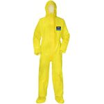 Uvex 8849811 Einweg-Overall gelb, L - Chemikalienschutz mit antistatischen Eigenschaften, flüssigkeits- und partikeldicht, hohe Barrierewirkung