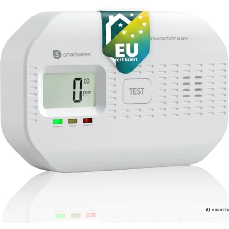 Smartwares CO-Melder FGA-03011, 10-Jahres-Sensor mit 5-Jahres-Batterien und 85-dB-Sirene