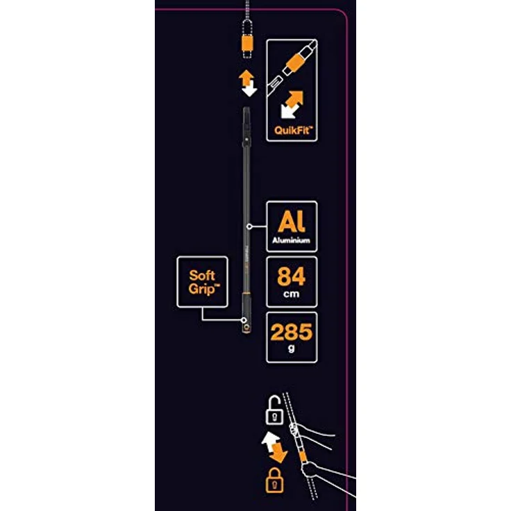 Fiskars Stiel Graphit für QuikFit Werkzeug-Köpfe, Länge: 84 cm, Aluminium, Schwarz-Orange, QuikFit, 1000664 - Preisvergleich – Bild 4
