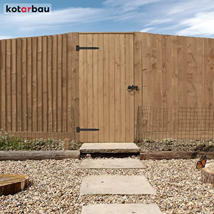 KOTARBAU® 2er Set Kreuzgehänge - 350 mm T Scharniere für Gartentore und Holztüren - Pulverbeschichteter Stahl, schwerlastfähig, schwarz – Bild 4