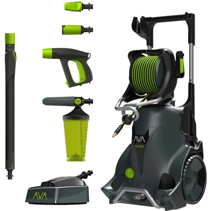 AVA Hochdruckreiniger Master P60 XL, 145bar, 500L/h 2100 W - inkl. Terrassenreiniger, Schlauchtrommel, Variodüse, Dreckfräse, Hochdruckwasserpistole, Zoomlanze & Wasserfilter - AVA of Norway – Bild 1