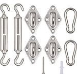 bonsport Sonnensegel Befestigung aus Edelstahl - 40-TLG. Montageset für Segel - Befestigung Set Zubehör Spannset Sonnensegelbefestigungsset M8