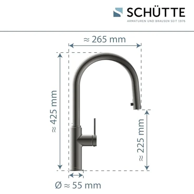 Schütte Spültischarmatur BLACKPOOL, energiesparend, Cold-Start-Funktion, 360° schwenkbar, ausziehbarer Schlauch 150 cm – Bild 5