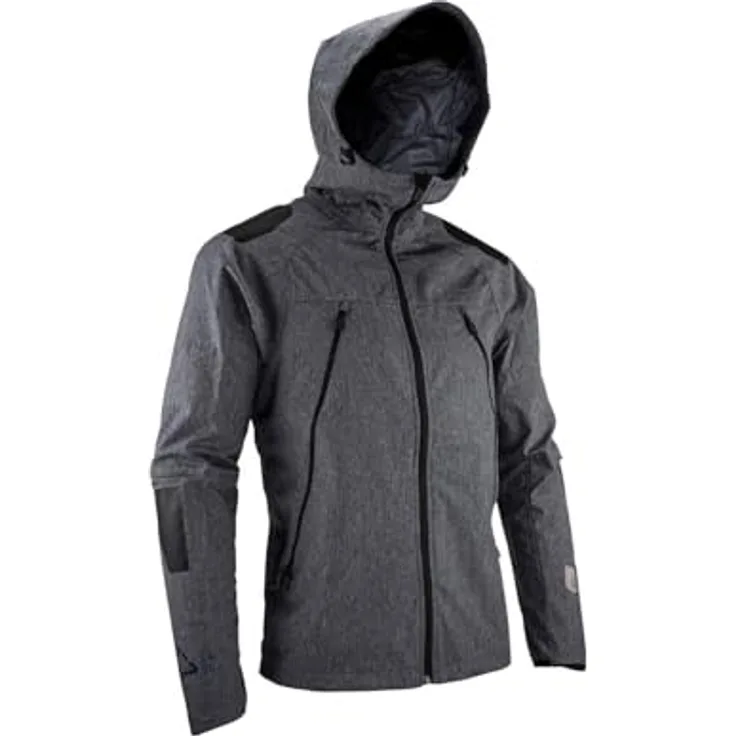 Leatt Velojacke MTB HydraDri 4.0, Damen Softshell-Jacke, wasserdicht und atmungsaktiv, Ride Adaptive Hood, grau, XXL