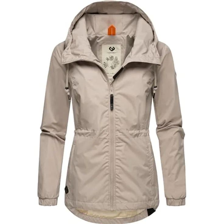 Ragwear Danka, Damen Übergangsjacke, wasserfest mit gefütterter Kapuze, beige, Größe M