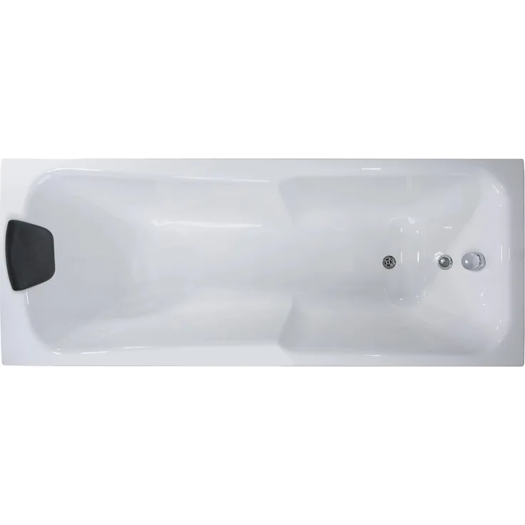 Basera® Badewanne Bali 190 x 75 cm, Hochglanz weiß mit 7 Farben LED-Farblichtambiente und gepolsterter Kopfstütze