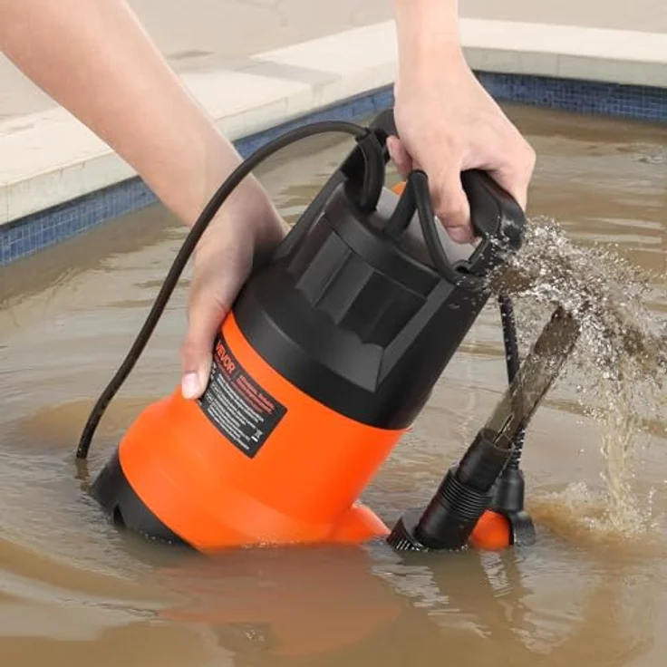 VEVOR 650W Tauchpumpe, 15000L/h, IPX8 Schmutzwasserpumpe mit automatischem Schwimmerschalter, 8m Förderhöhe für Pools und Teiche – Bild 8