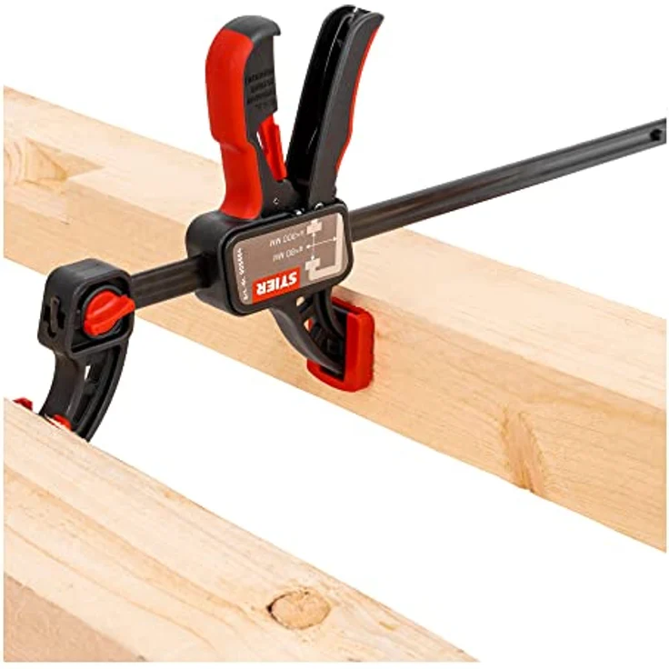 STIER Einhandzwinge, 300 mm Spannweite, 80 mm Ausladung, zum Spannen und Spreizen, ergonomisch geformter Griff – Bild 3