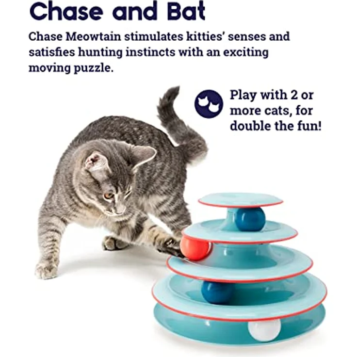 Petstages Chase Meowtain Tracks Katzenspielzeug – 4 Stufen interaktives Spielen – Kreisbahn mit beweglichen Bällen befriedigt Kittys Jagd, Jagd und Training Bedürfnisse – Bild 3