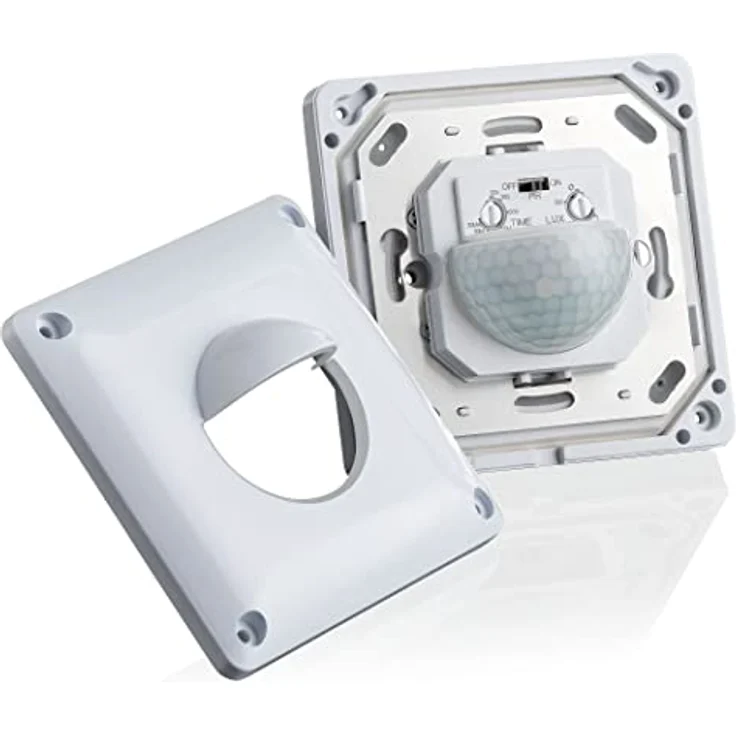 SEBSON Bewegungsmelder Außen IP65 - Unterputz, LED geeignet, Wand Montage, IR Bewegungssensor programmierbar - Einbau 53x53x23mm - Sensor 10m/ 190°, 3-Draht – Bild 2
