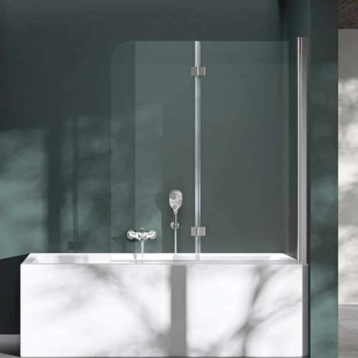 Mai & Mai Duschwand C1408 für Badewanne, faltbar 180°, 6mm ESG-Sicherheitsglas mit NANO-Beschichtung, 120x140cm – Bild 2