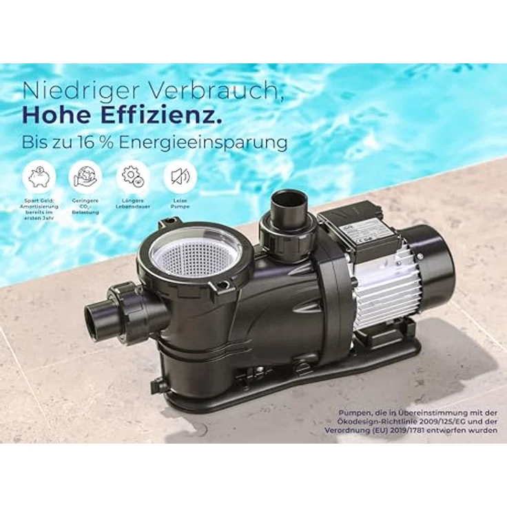 Gre Filterpumpe 2024, Schwarz, Metall, 22x27.8x55.3 cm, ideale Poolpumpe für Freizeit und Wasserspaß – Bild 2
