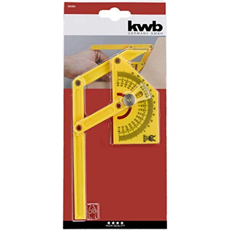 kwb Winkelmessgerät (Kunststoff, 155 mm lang), gelb, zwei arm Design, für aktive und passive winkel – Bild 2